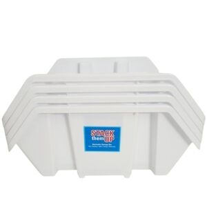 New Lot Of 4 Stack Them Up Stackable Plastic Storage Bins